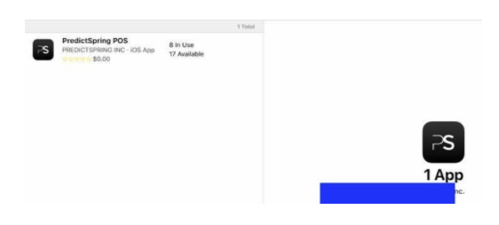 the POS app configured in Apple Business Manager