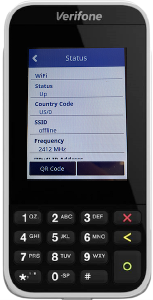 The Verifone Terminal showing the QR Code button.