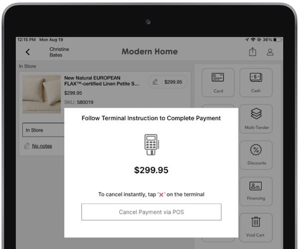 The follow terminal instructions window on an iOS device