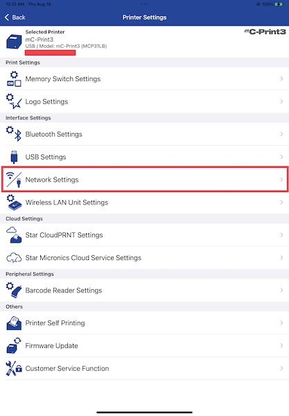 Starquick utility's network settings