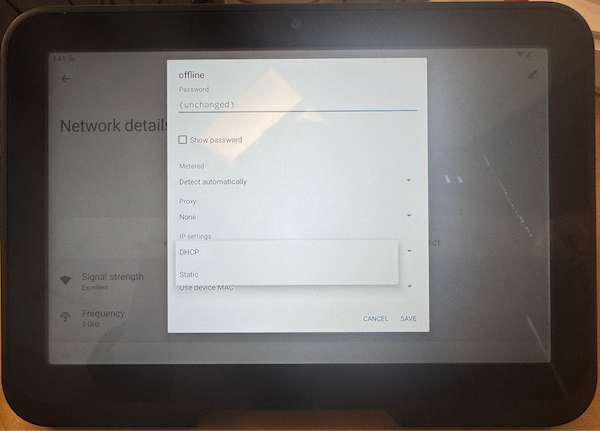 Select static in the I settings section.