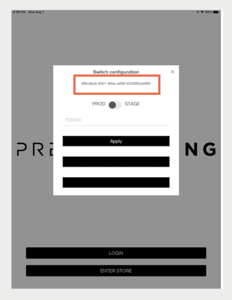 The installation device ID under Switch Configuration