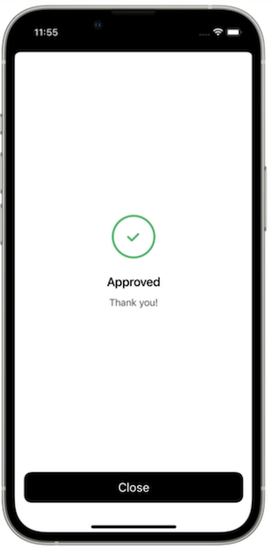 A tap to pay payment approval message