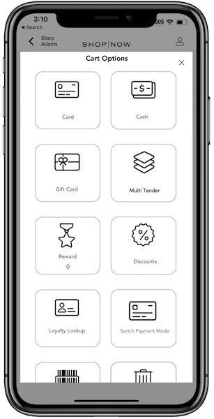 A deep link to be selected in the Cart Options screen