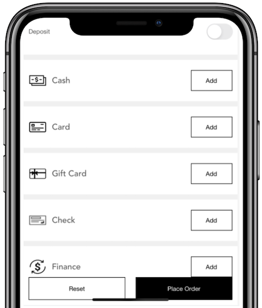 An iPhone showing multitendering in the POS app.