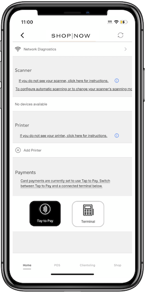 The Tap to Pay tile in the Device Manager