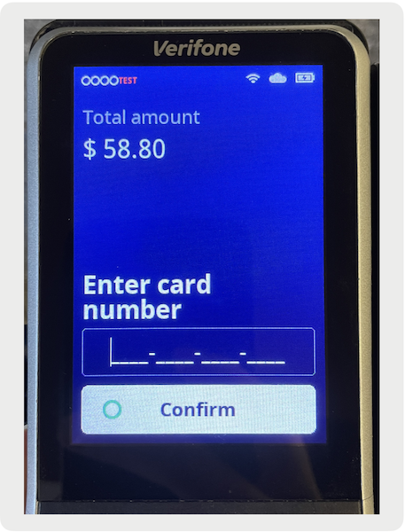 A message to enter your card number in the Ayden terminal.