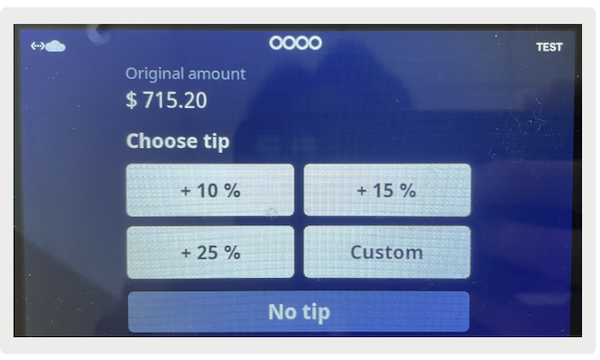 The dialogue to allow you to choose a tip amount in iOS.