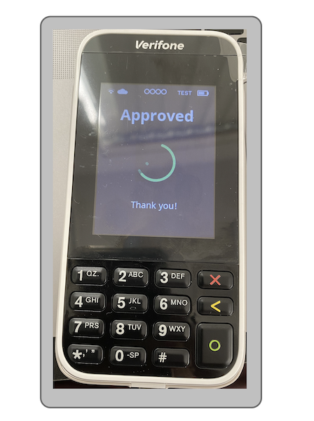 Payment Approval message on the Verifone device.