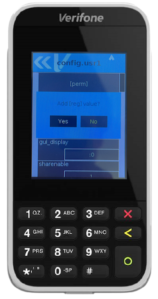 A confirmation alert from Verifone Terminal to set the user's permissions.