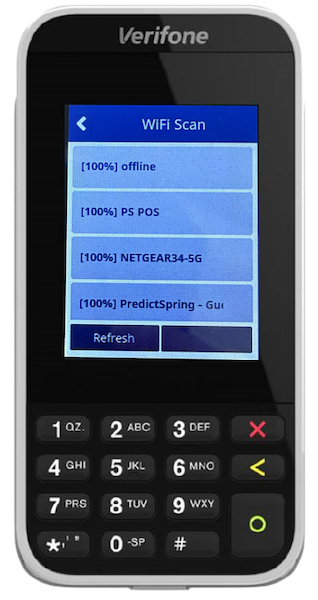 The Wifi Scan Option on the Verifone Terminal