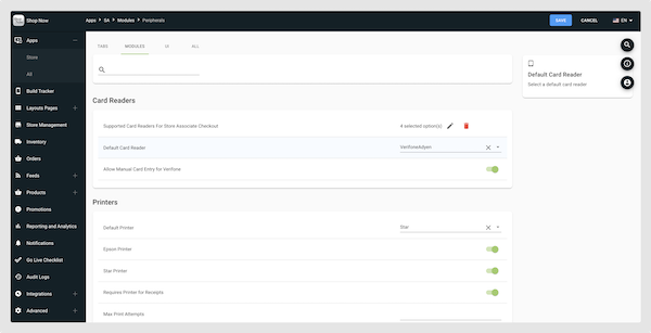 The Ayden terminal home screen in the CMS.