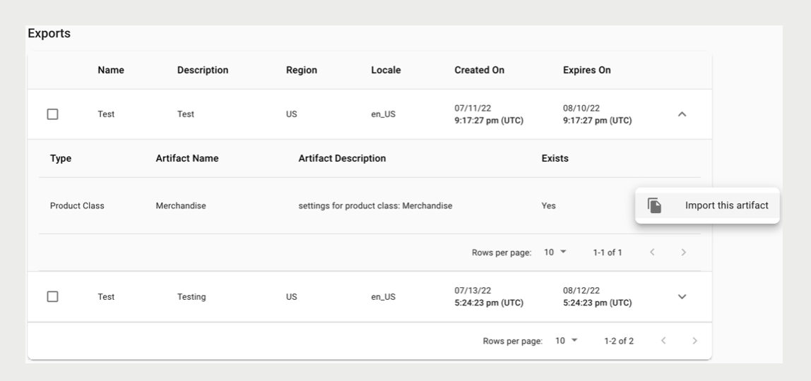 A screenshot of the bundle list search shows the option to import individual artifact.