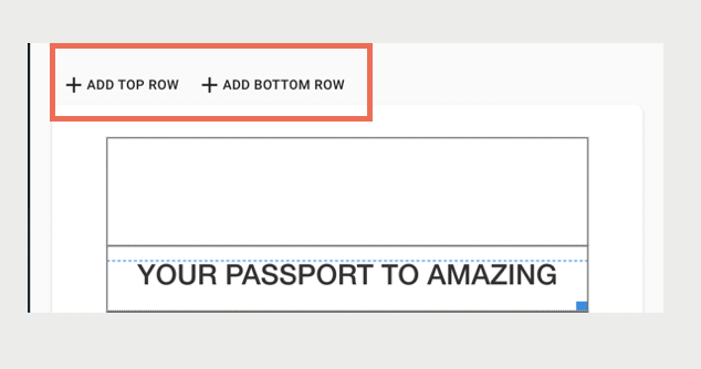 Screenshot shows the editor options for adding a row.