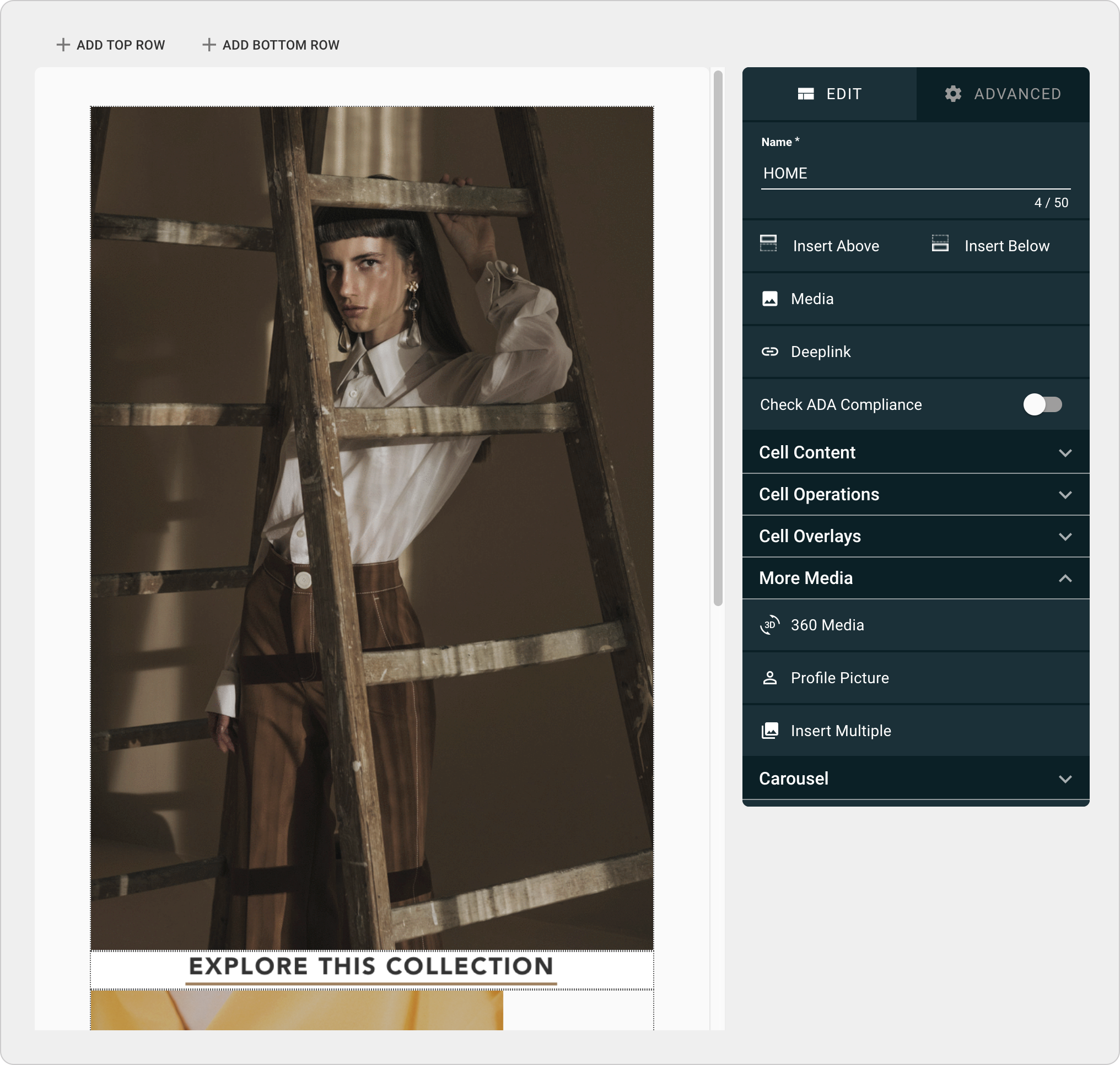 A screenshot shows an image added to the layout editor.