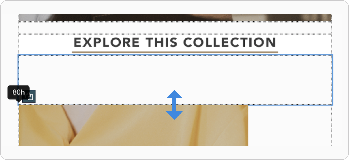A screenshot shows the layout editor handle used to resize a spacer.