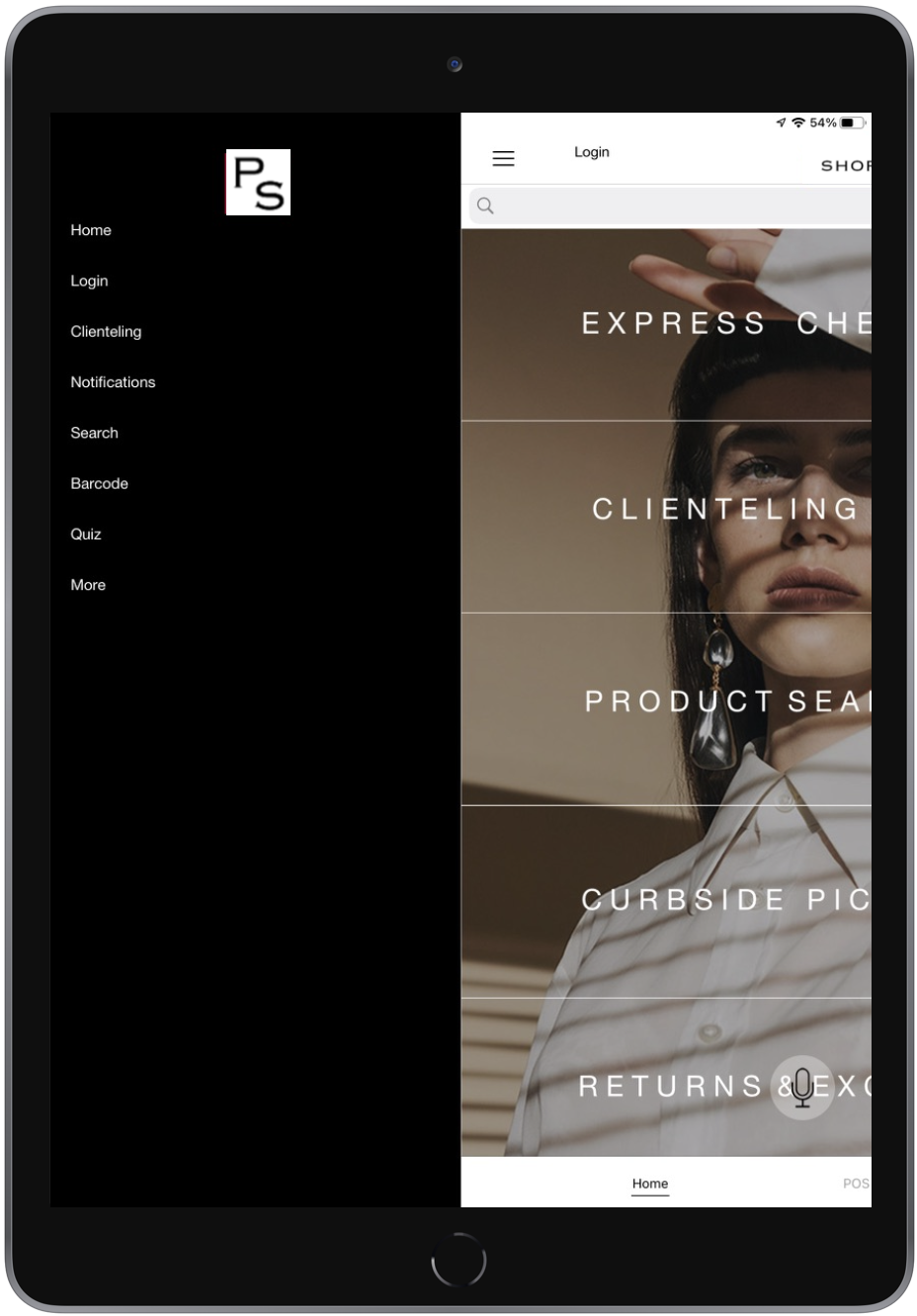 POS app shows a customer signup image.