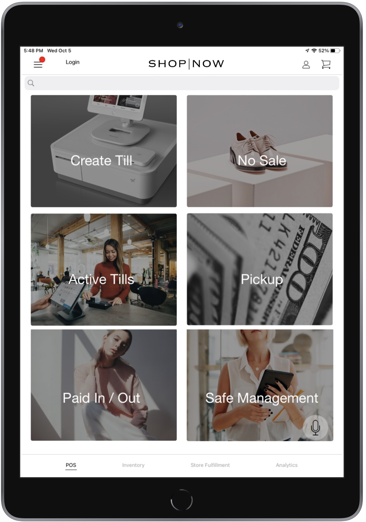 POS app shows six boxes.