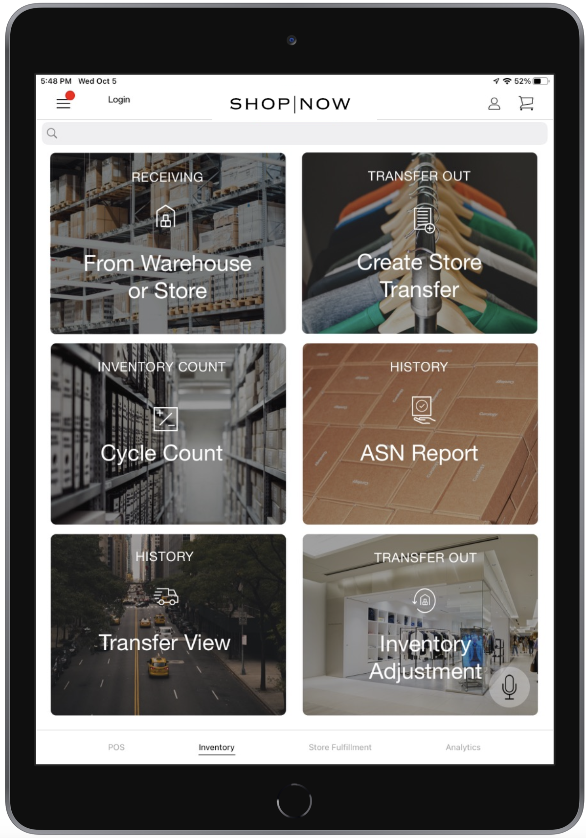 POS app shows six boxes.