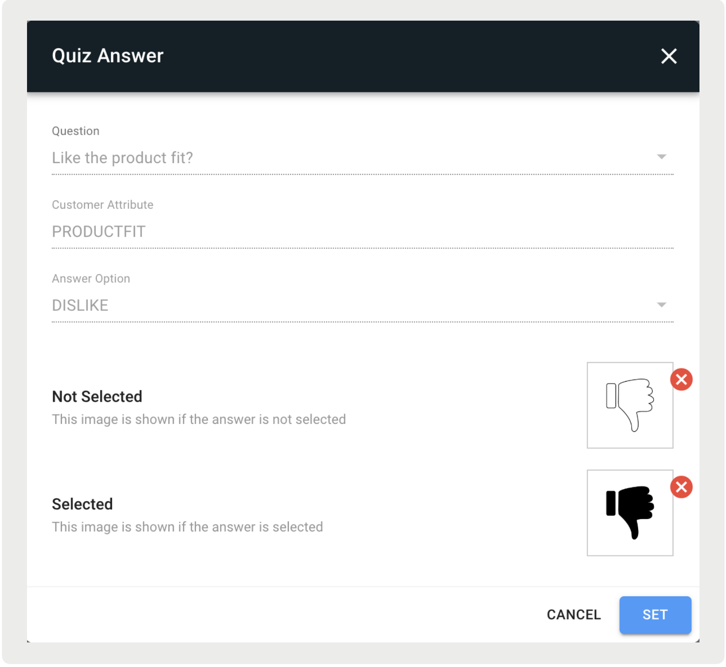 A configuration modal displays quiz answer settings.