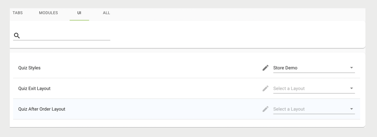 Dialogue showing a quiz-style layout being assigned to an app config.