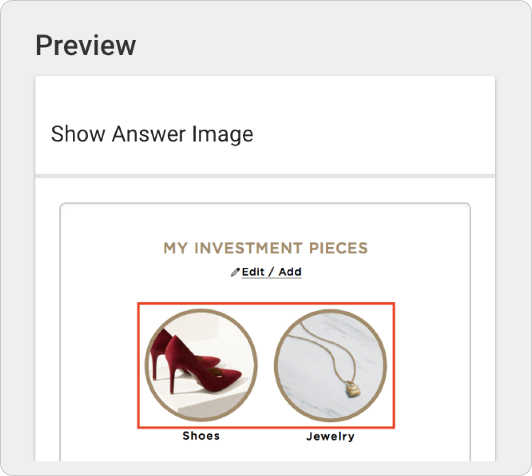 A preview of the styles applied to a quiz.
