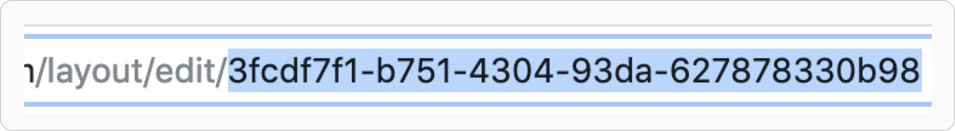The layout ID at the end of the layout URL.
