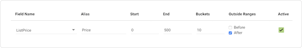 An example App Filter Field Range configuration