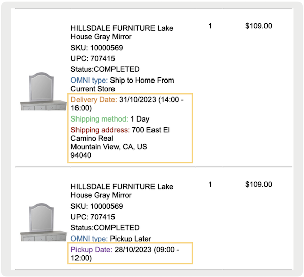 Example Email Receipt