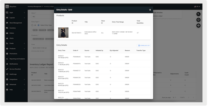 Example of Transactions Details in the Inventory Ledger