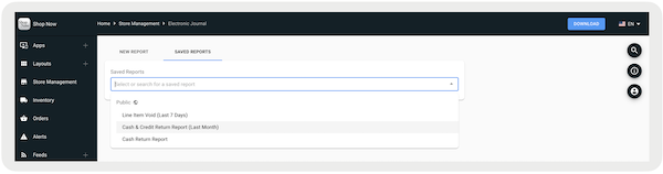 The Electronic Journal Saved Reports Tab