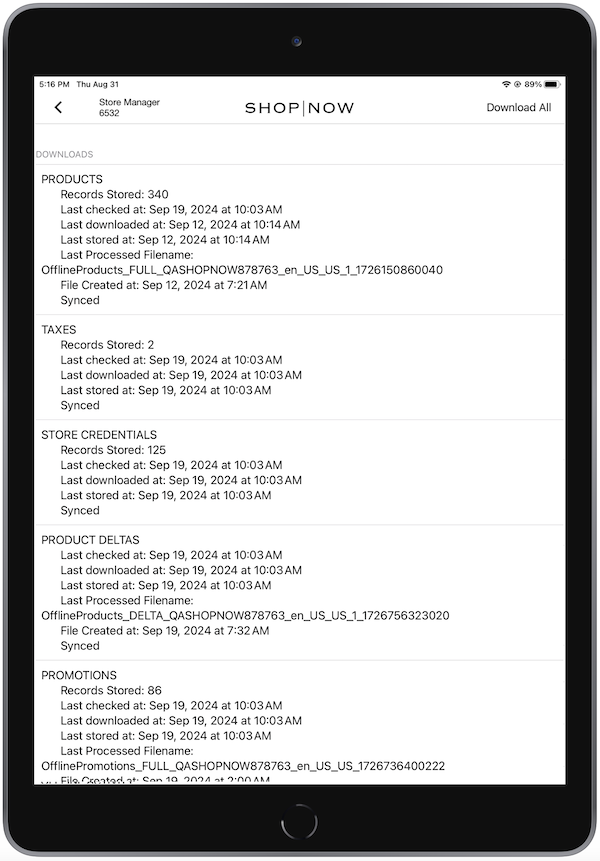Point of Sale App Data Downloads
