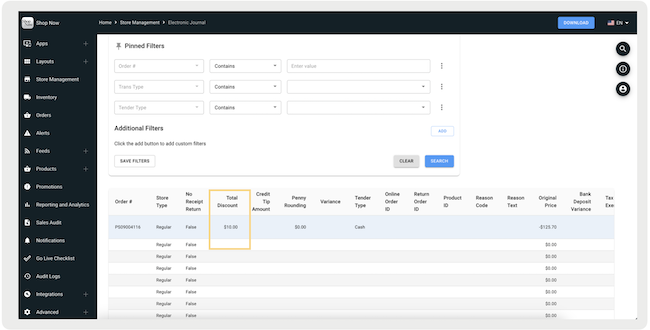 Reporting Refund Fees in the POS App Electronic Journal