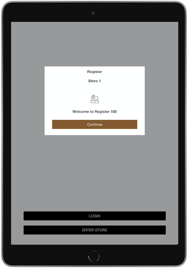 The POS App showing the store and register ID