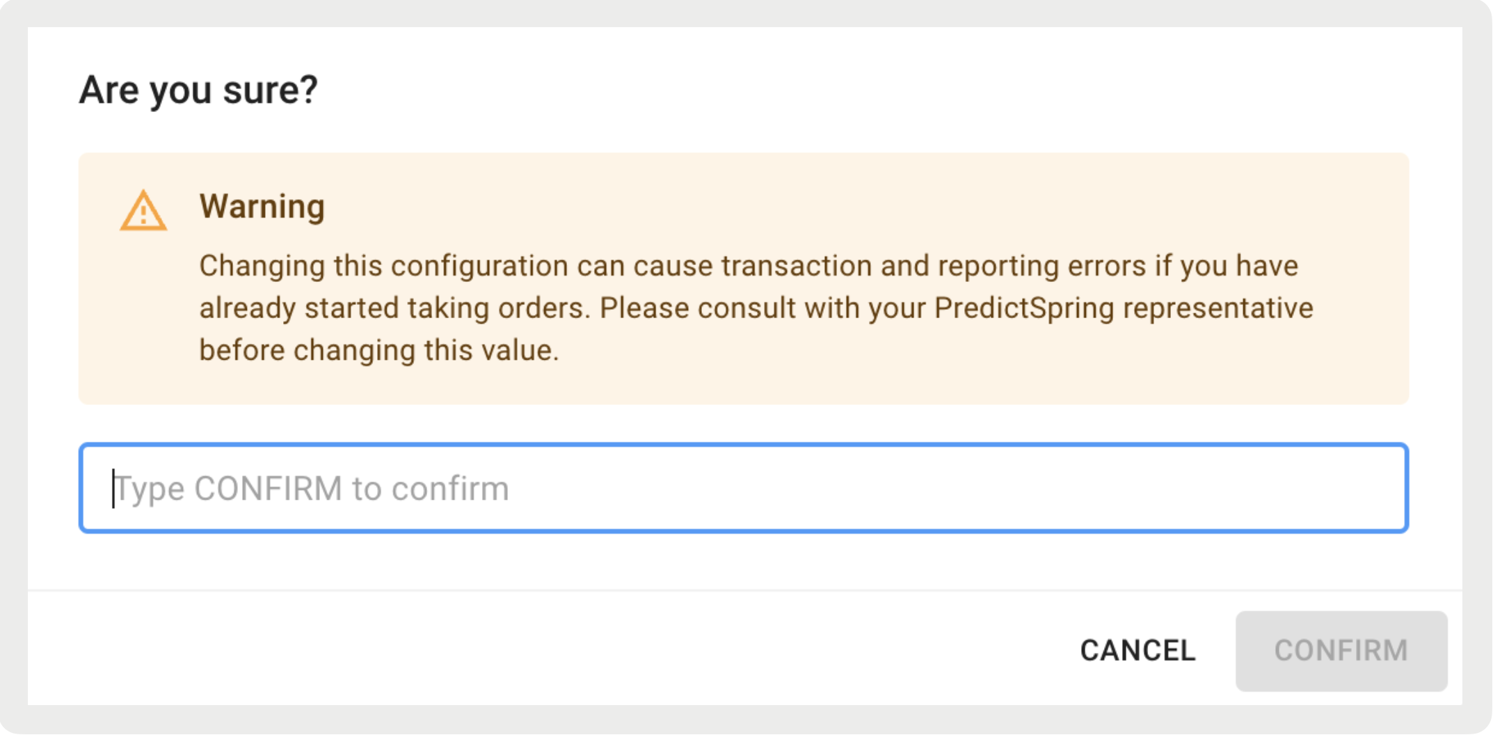 The confirmation prompt for resetting order IDs.