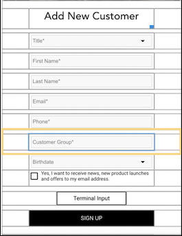 Add a customer group field to a new customer profile
