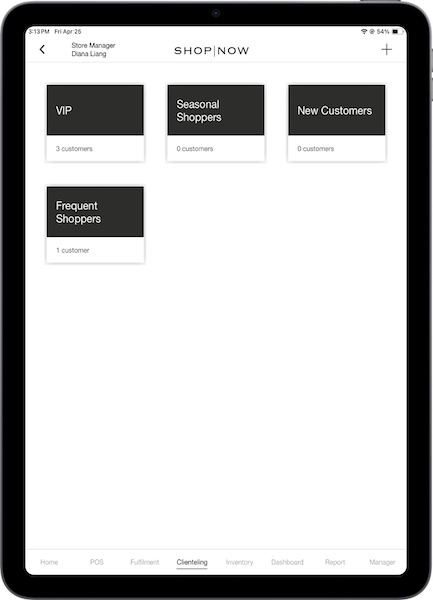 The Preferred Client list in the POS app.