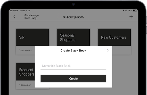 The Create Black Book window in the POS app