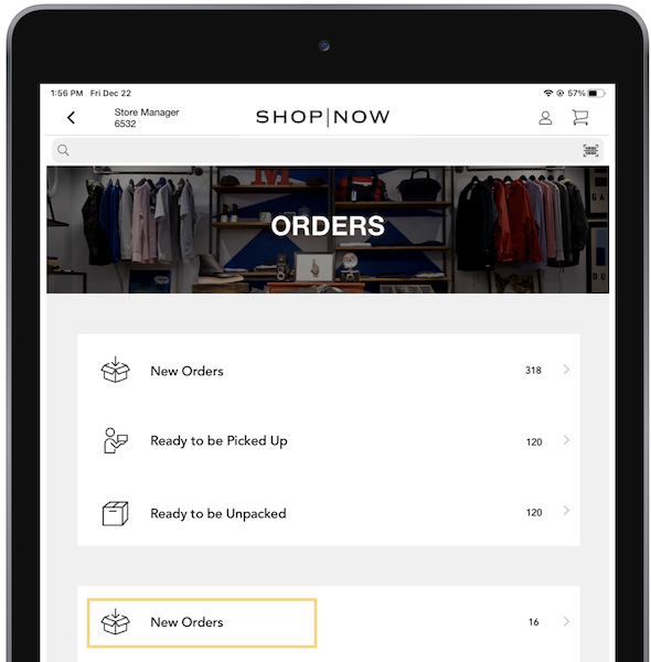 The New Orders deep link in the POS app.