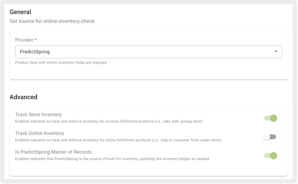 The Track Online Inventory flag in CMS turned off.