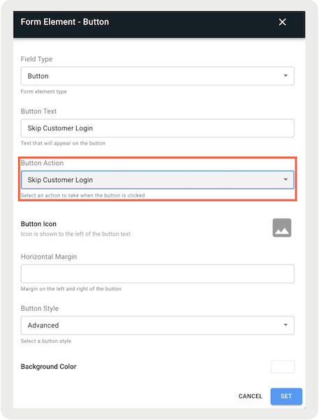 The Skip Customer Login option configured in Point of Sale CMS.