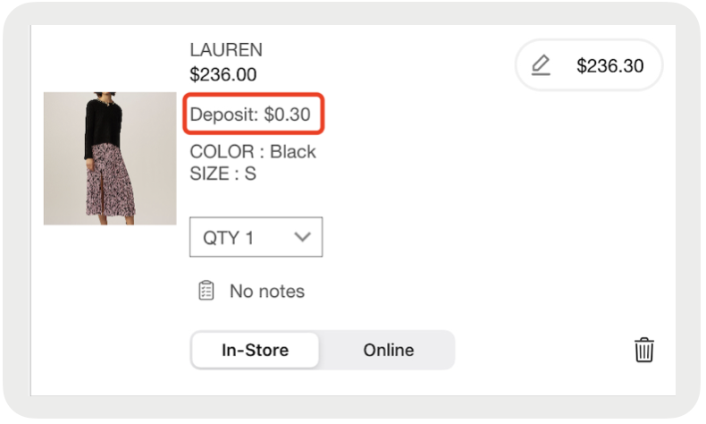 See deposit at the item level.