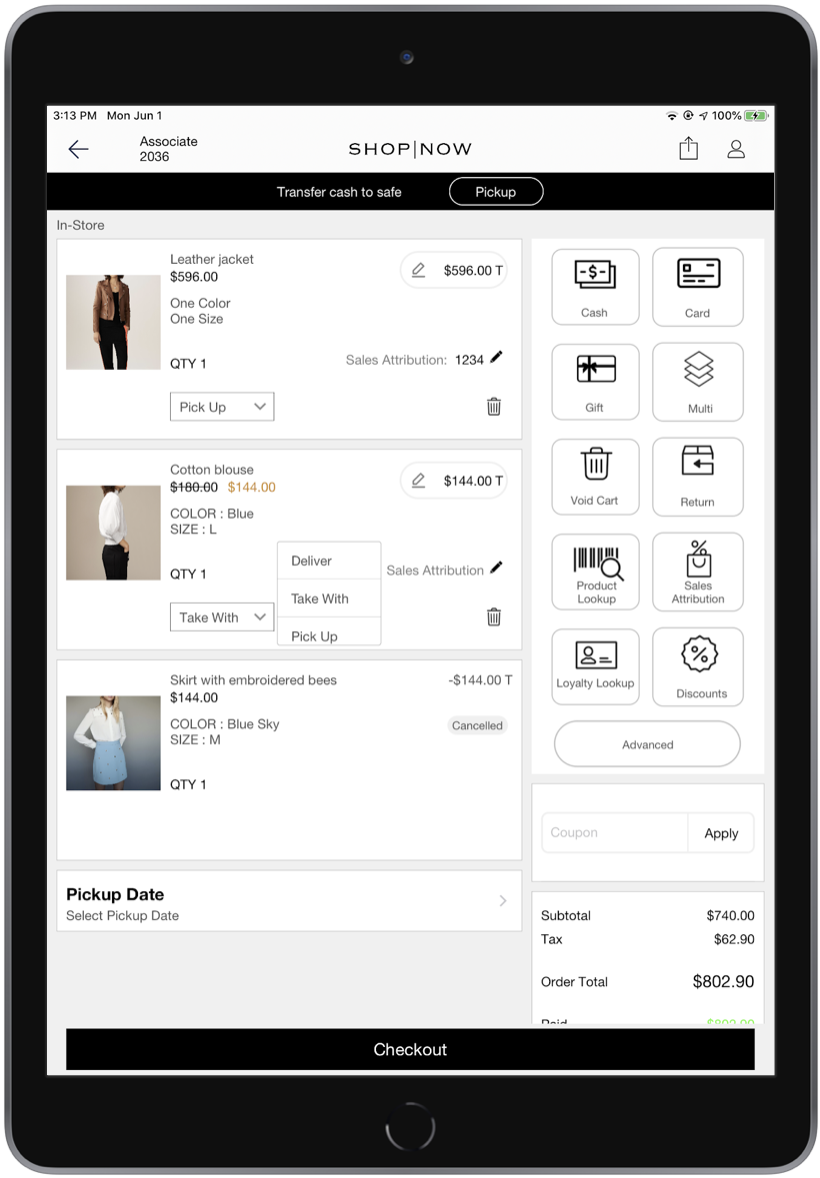 A POS app screen shows the options to change receipt mechanism.