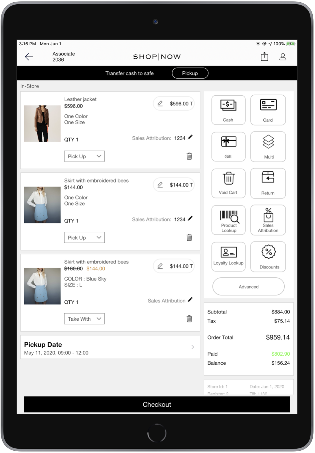 A POS screen shows an additional payment needed for an edited order.