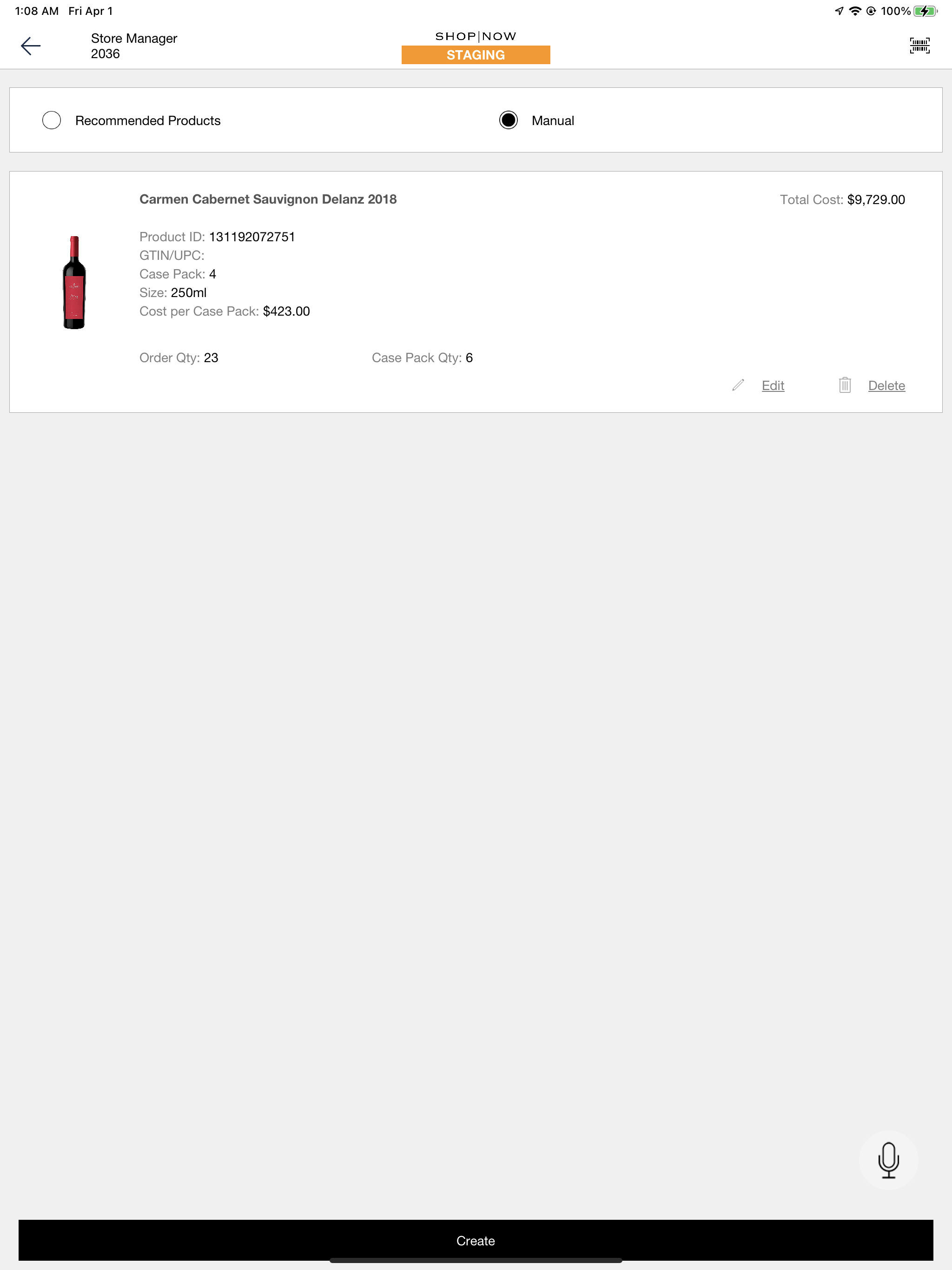 The POS app shows an example of a scanned product's details.