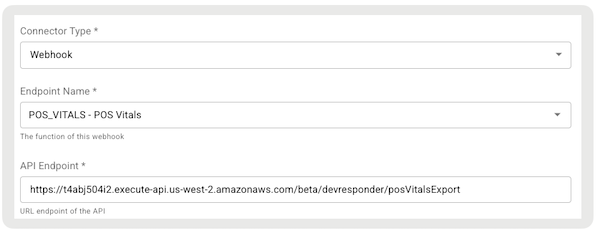 Configure CMS for the POS Vitals Webhook endpoint.