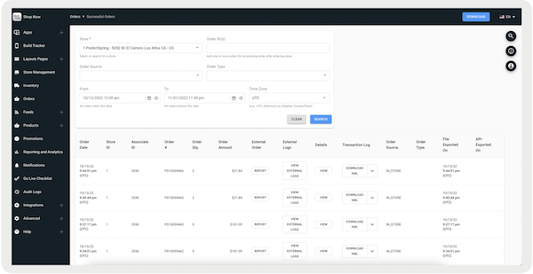The search filter in Point of Sale CMS that shows the possible CTA options.