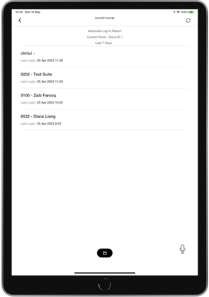The Store Associate information shown in the POS app.