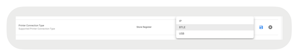 The Printer Connection Type setting in Point of Sale CMS.