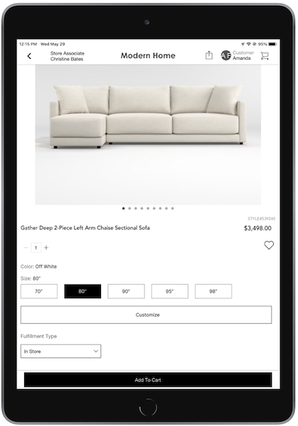 The POS app with a custom product added to the cart.